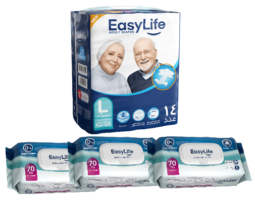 ایزی لایف چسبی بزرگسال سایز بزرگ به همراه دستمال مرطوب
