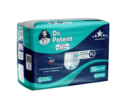 پوشک بزرگسال شورتی دکتر پوتنت سایز ایکس لارج (XL) بسته 30عددی